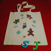 Shopper Bag in Cotone Ecologico Dipinta a Mano