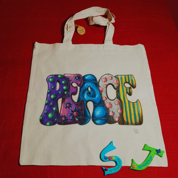 Shopper Bag in Cotone Ecologico Dipinta a Mano