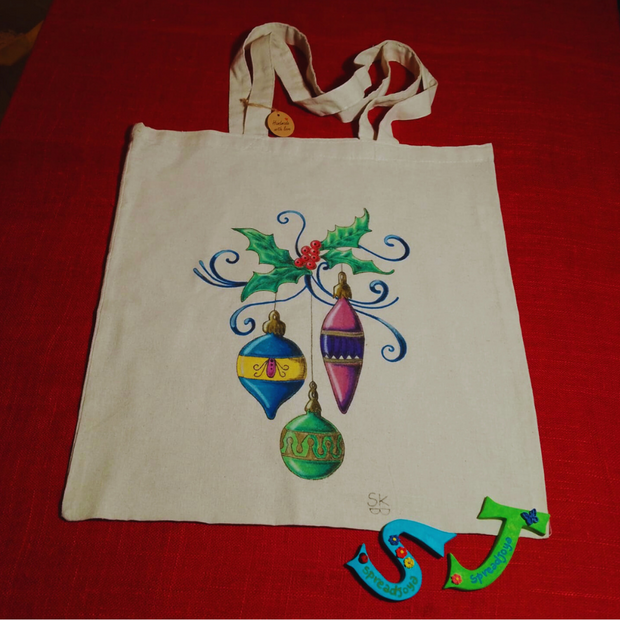 Shopper Bag in Cotone Ecologico Dipinta a Mano