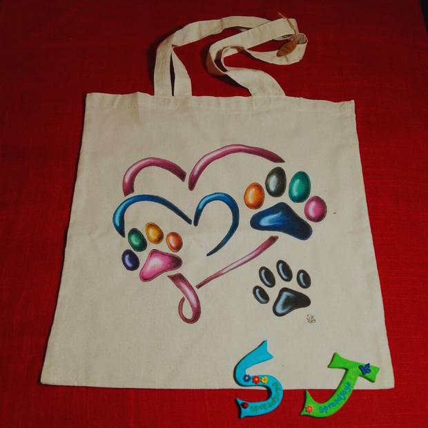 Shopper Bag in Cotone Ecologico Dipinta a Mano