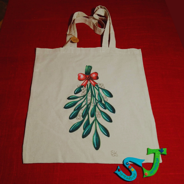 Shopper Bag in Cotone Ecologico Dipinta a Mano